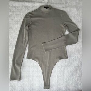 Forever 21 Green Asymmetrical Bodysuit with Mandarin Collar